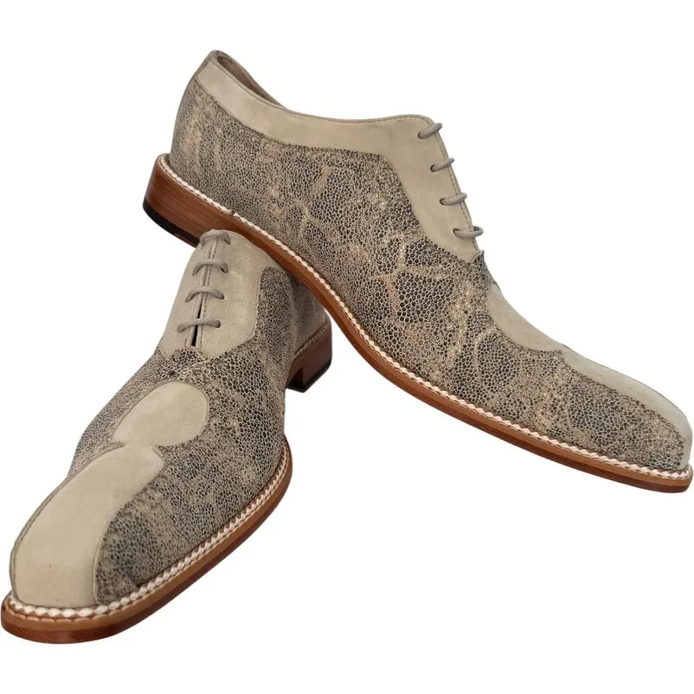 NEW Emilio Franco Italy Stingray Embossed Oxford suede Shoes 42.5 EU / 9.5 US